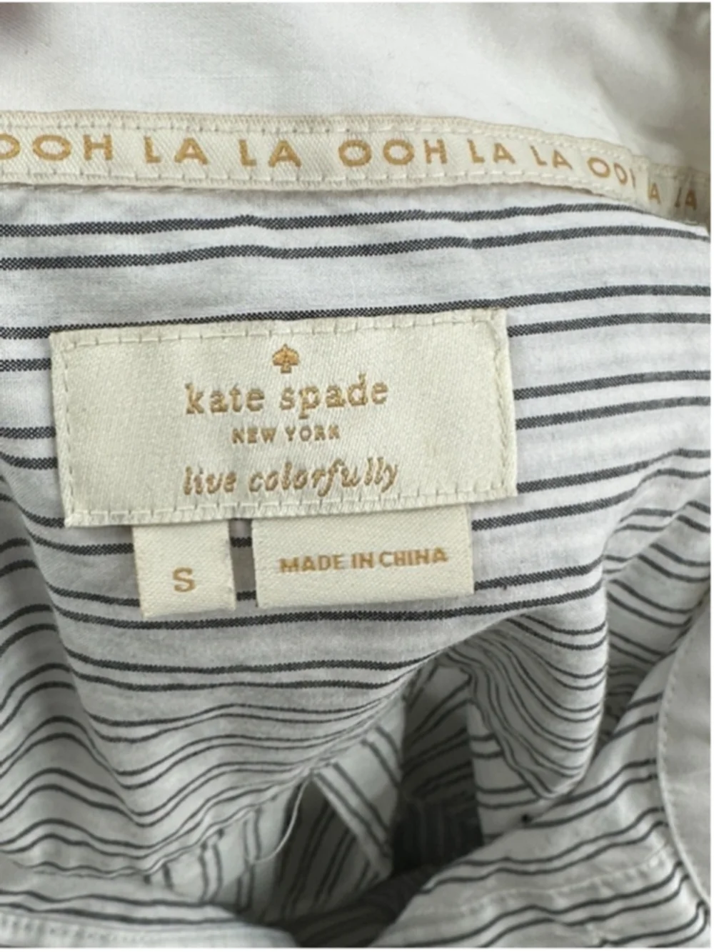 Kate Spade button front Ruffle Striped Embroidered Shirt preppy soft girl sz sm